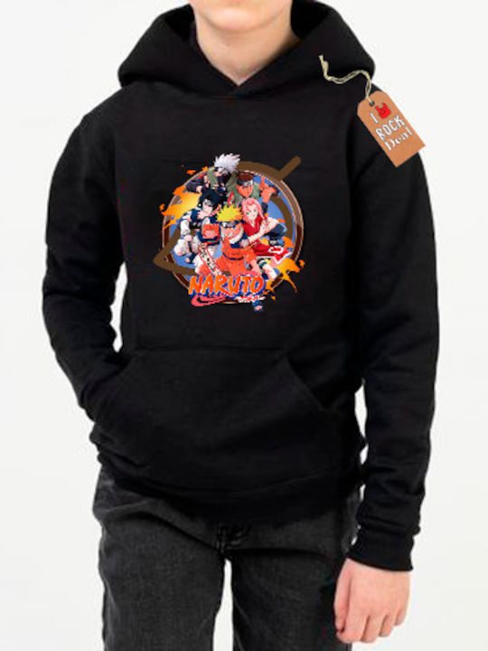 Rock Deal Kids Sweatshirt with Hood and Pocket Black