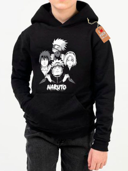 Παιδικό Φούτερ με Κουκούλα και Τσέπες Μαύρο Naruto Uzumaki