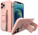 Rope Umschlag Rückseite Silikon 1mm mit Band Rosa (Redmi 9)