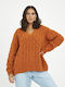 Mat Fashion Women's Long Sleeve Sport Tricotaje Sweater Orange