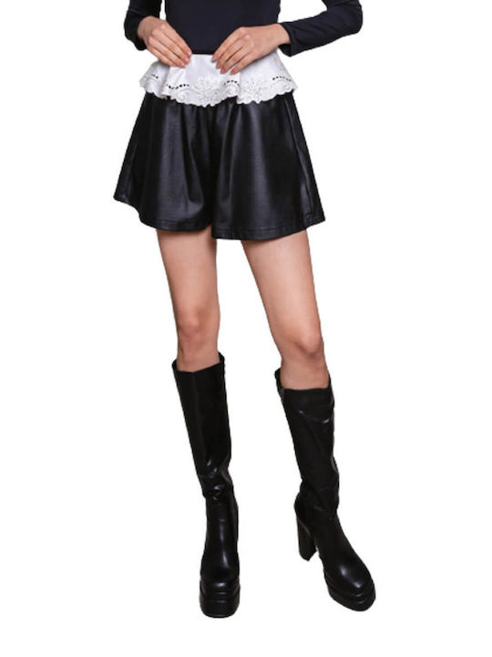 Collectiva Noir Femei Piele Pantaloni scurți Negru