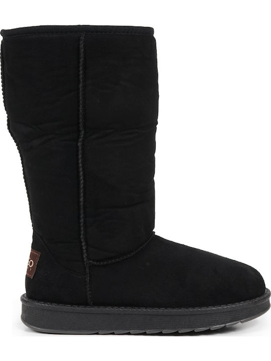 Wildleder Damenstiefel mit Pelz Schwarz