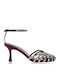 Stoff Sandalen mit Strass Burgundisch