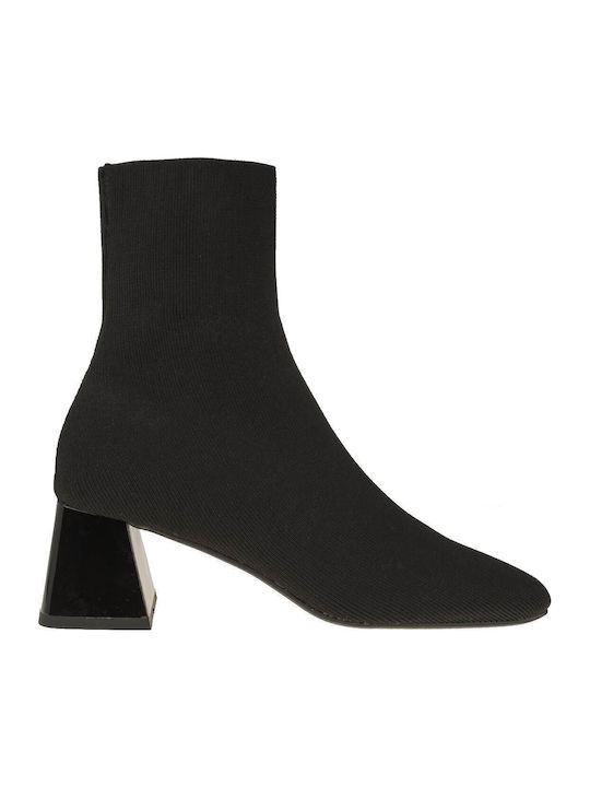 Women's Ankle Boots made of Patent Leather with Medium Heel Black