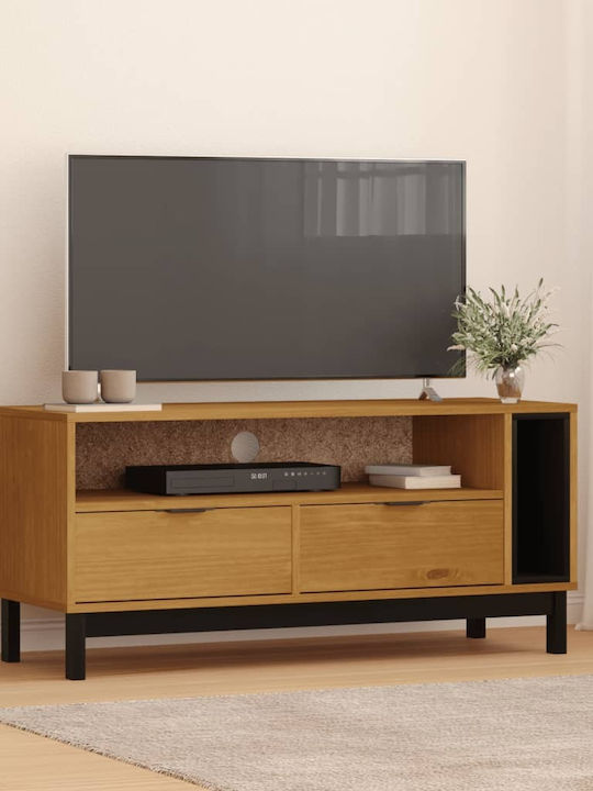 Solid Wood TV Furniture with Drawers Natural L110xW40xH50cm