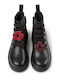 Camper Kids Military Boots with Zipper Black