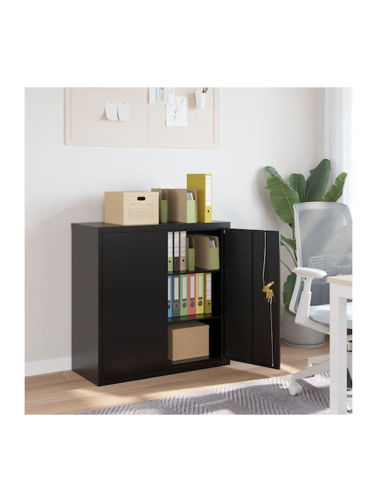 Office Storage Metal Cabinet Μαύρη L90xW40xH90cm