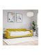 Canapea Pat Single Metalic Galben cu Lamele pentru Saltea 80x200cm