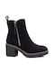 Refresh Suede Women's Ankle Boots with Medium Heel Black