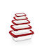 Herzberg Microwave Plastic Lunch Box Red 5pcs