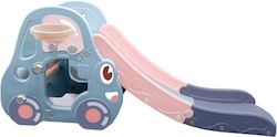 Fun Baby Plastic Slide Car with Basketball Hoop Light Blue