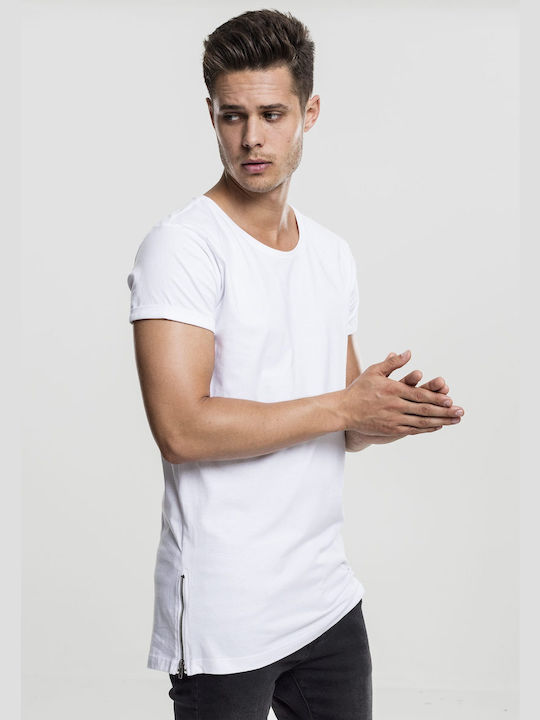 Urban Classics Men's Short Sleeve T-shirt with Zipper White