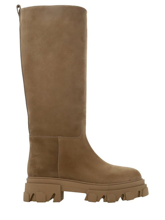 Gia Borghini Perni07 Suede Γυναικείες Μπότες Μπεζ