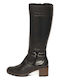 Anatomic Leather Medium Heel Women's Boots with Zipper Black