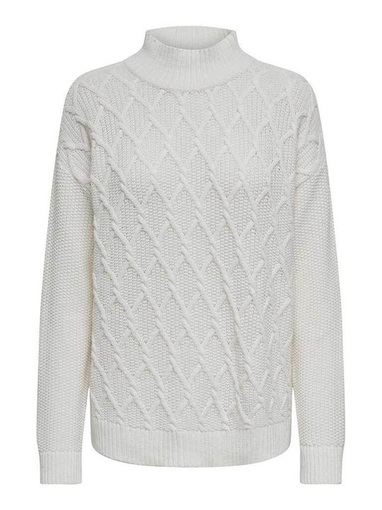 Only Life Damen Langarm Pullover Baumwolle Weiß