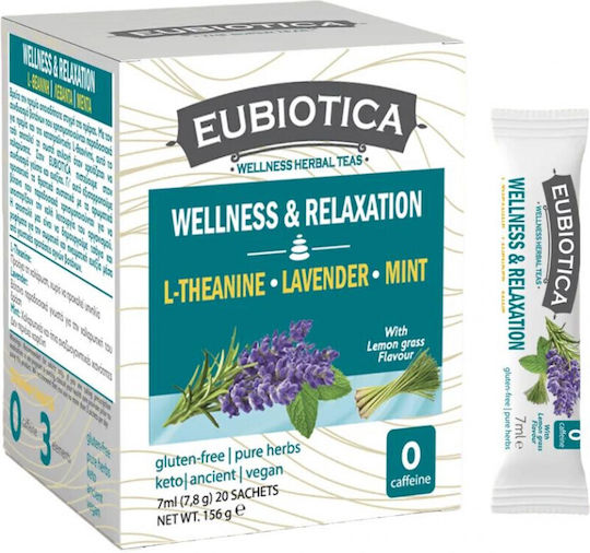 Eubiotica Băutură Wellness cu L-Teanină, Lavandă și Mentă în Pliculețe / Bățuri 156gr