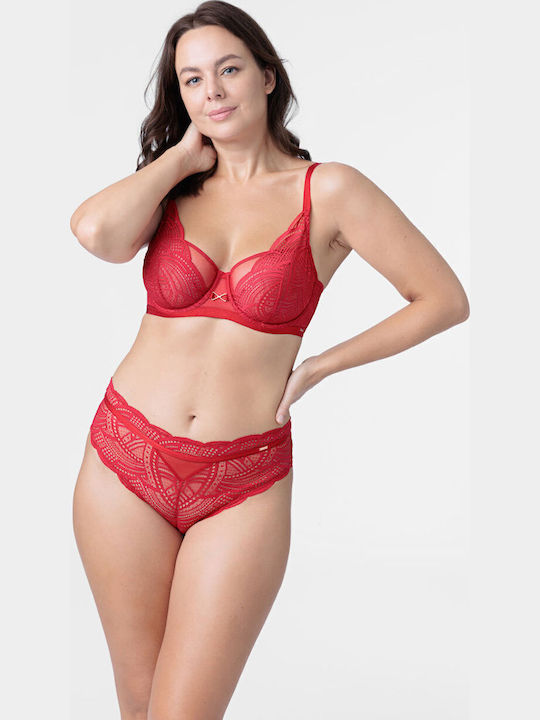 Hipster Women's Slip with Lace Red