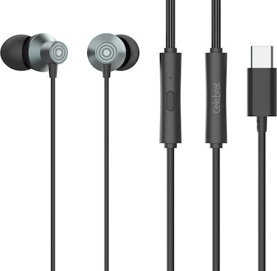 Celebrat YS-D15-BK In-ear Handsfree με Βύσμα USB-C Μαύρο