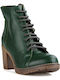 Leather Women's Ankle Boots Green