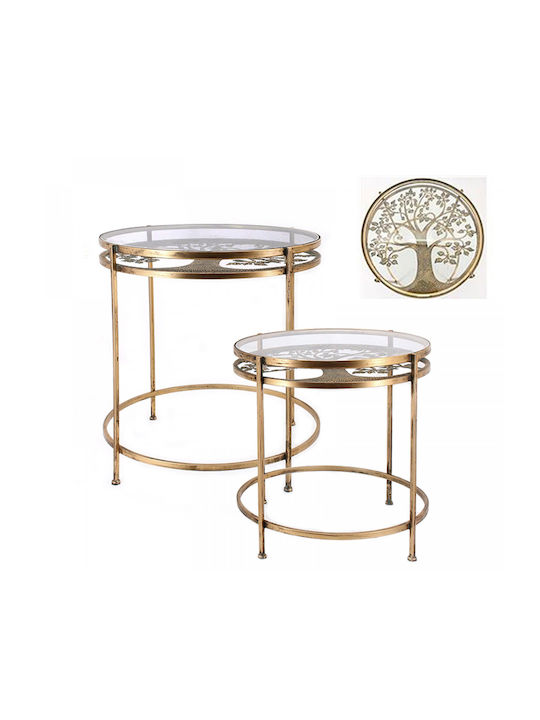 Round Glass Side Table Gold L60xW60cm