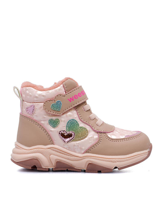 Weestep Παιδικά Sneakers High με Σκρατς Ροζ