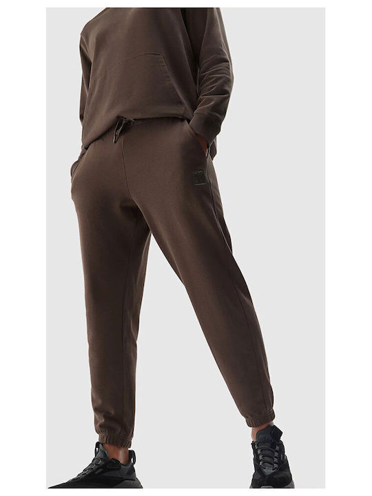 4F Men's Sweatpants with Rubber Brown