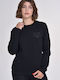 Target De iarnă Femeie Fleece Bluză Mânecă lungă Neagră