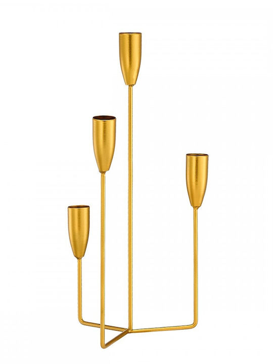 Palma Emporio Kerzenhalter Metall in Gold Farbe 18x18x36cm 1Stück