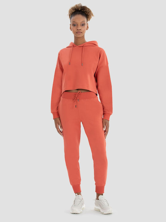 Superstacy Ψηλόμεσο Παντελόνι Γυναικείας Φόρμας με Λάστιχο Πορτοκαλί