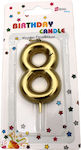 Birthday Candle "8" in Gold Color 8PRT14