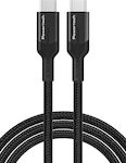 Powertech Braided USB 2.0 Cable USB-C male - USB-C 240W Μαύρο 1m (PTR-0140)