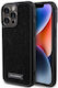 Karl Lagerfeld Rhinestone Umschlag Rückseite Metallisch Schwarz (iPhone 15 Pro Max)