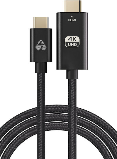 Powertech HDMI 2.0 Premium High Speed 4K 60Hz HDR Braided Cable HDMI male - USB-C male 1m Μαύρο