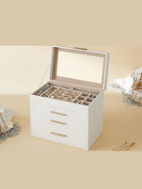 Songmics Wooden Jewellery Box with Drawer Transparent 25.1x15.3x21.5cm