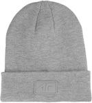 4F Beanie Unisex Σκούφος Πλεκτός σε Γκρι χρώμα