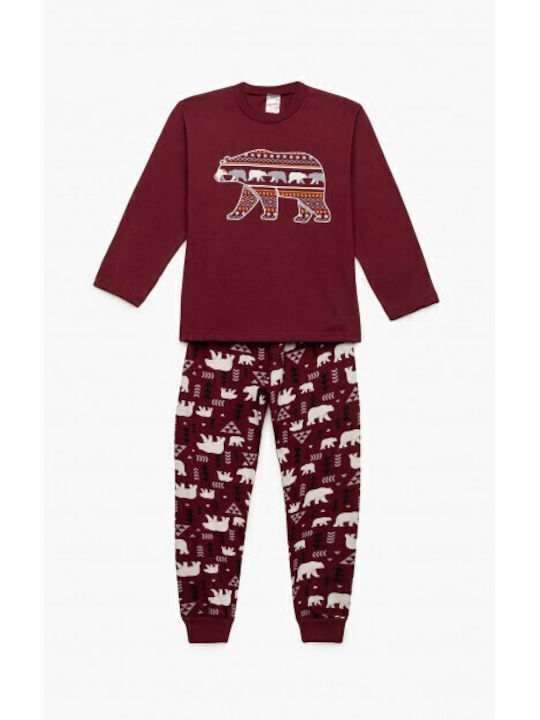Minerva Kids' Pajamas Winter Burgundy Bear