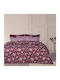 Das Home Bettdecke Einzel mit Microfiber-Füllung 160x240cm Happy Ecru - Bordeaux - Pink