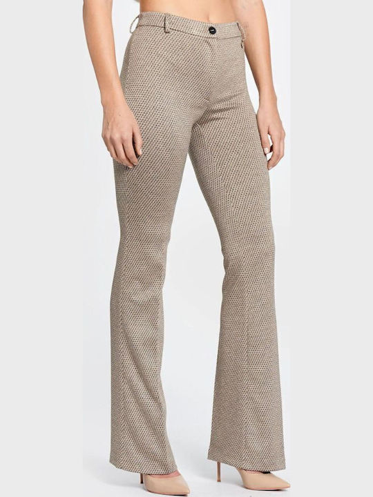 Women's Fabric Trousers Regular Fit Beige