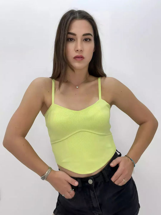Γυναικείο Καλοκαιρινό Crop Top με Τιράντες Πράσινο