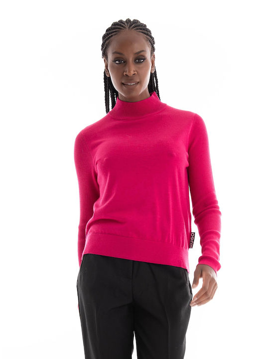 Hugo Boss Women's Long Sleeve Sweater Woolen Fuchsia