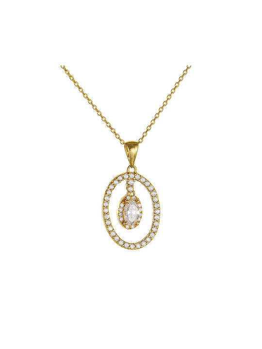 Ioannis Kosmima Necklace Double Rosette from Gold 14K with Zircon