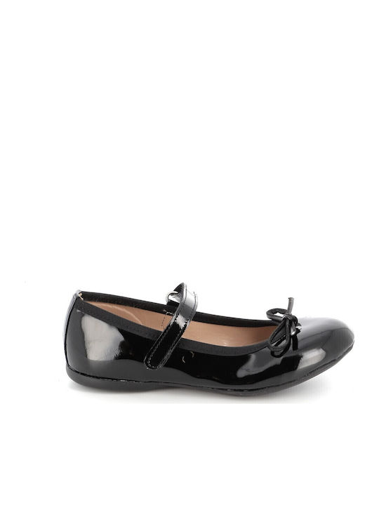 Kids Anatomic Patent Leather Ballerinas with Hoop & Loop Closure Black