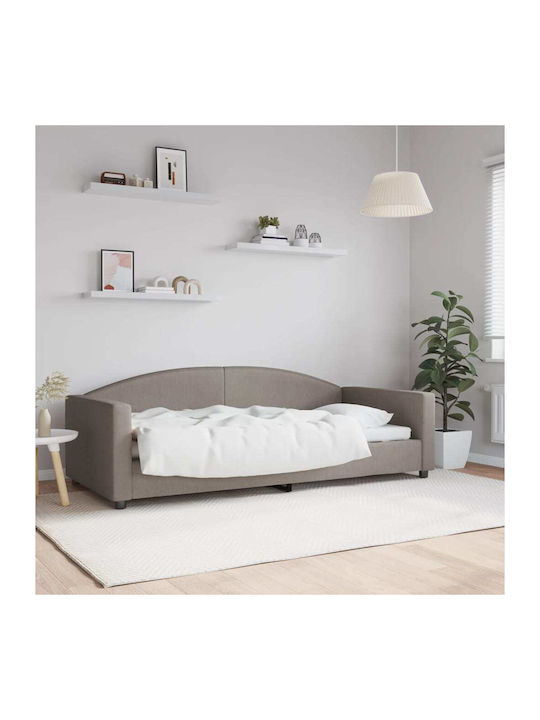 Sofa Bed Single Upholstered with Fabric Brown w...