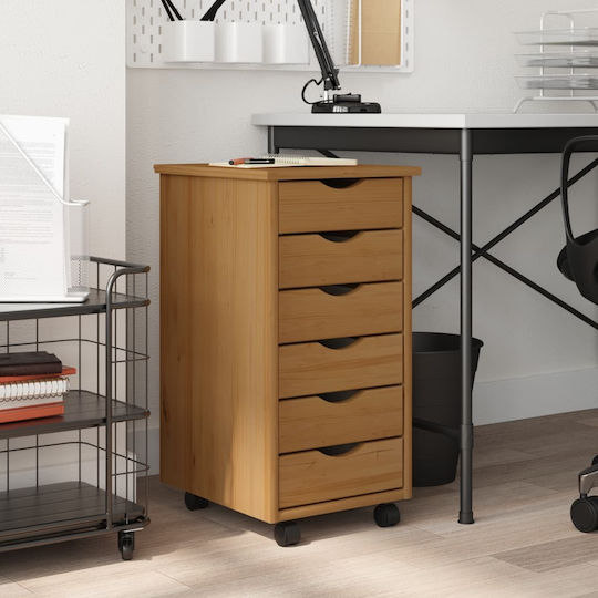 Büroaufbewahrungsschublade aus Massivholz Natürlich 34x39x65,5cm