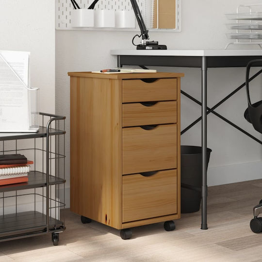 Office Storage Solid Wood Drawer Natural L34xW39xH65.5cm Office Storage Solid Wood Drawer Natural L34xW39xH65.5cm