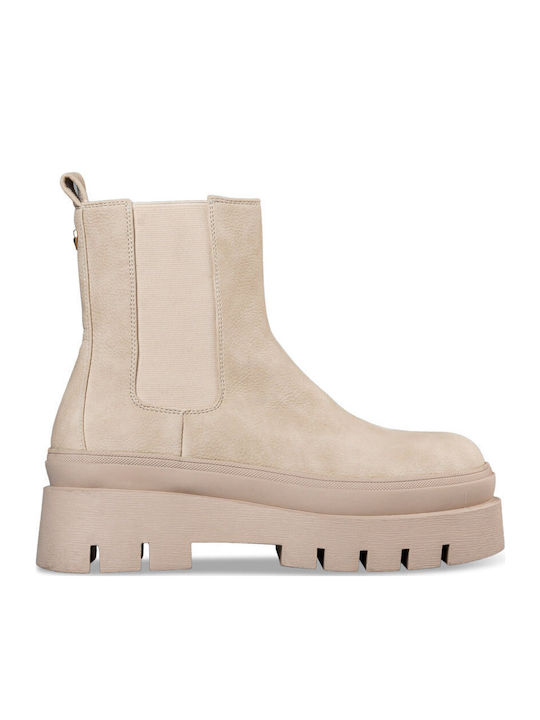 Damen Chelsea Stiefeletten mit mittlerem Absatz Beige