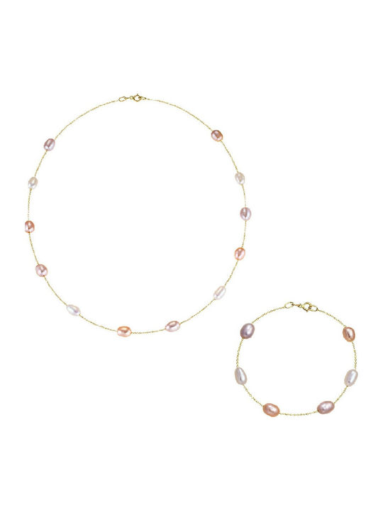 Ioannis Kosmima Set with Necklace from Gold 14K with Pearls