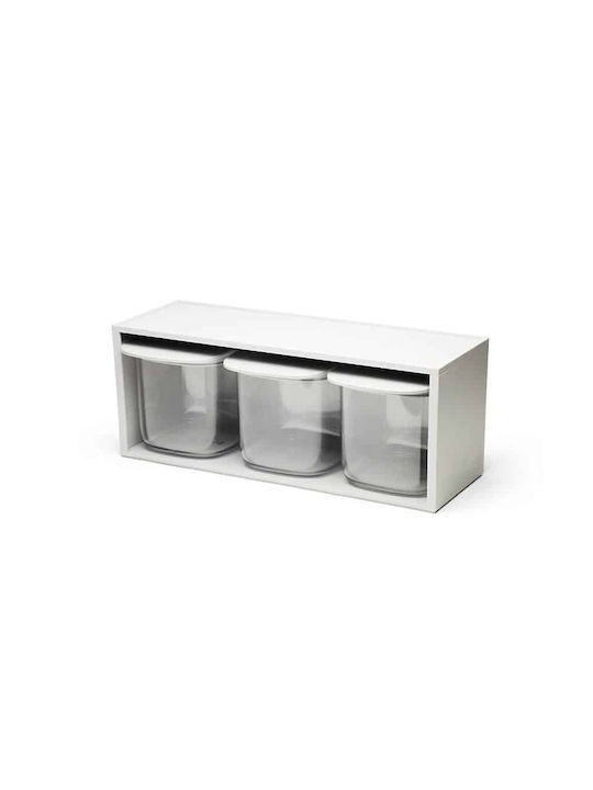 Qualy Set of 3pcs Jars General Use with Lid Glass Transparent