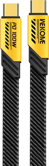 WK Braided USB 2.0 Cable USB-C Male - USB-C 100W PD Yellow 1.2m