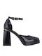 Exe Synthetic Leather Black High Heels